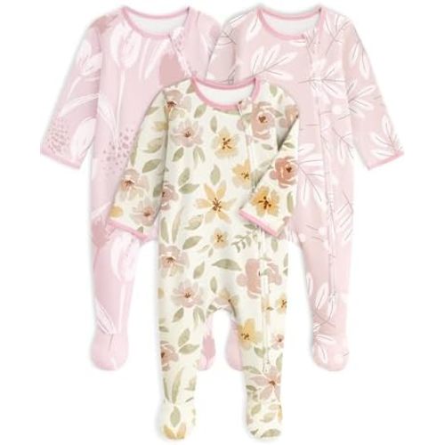 Baby Pajamas 100% Cotton Baby Sleepers for Newborn 0-3 3-6 6-9 Months 3Pcs Footie Pajamas Baby Boys Girls Clothes
