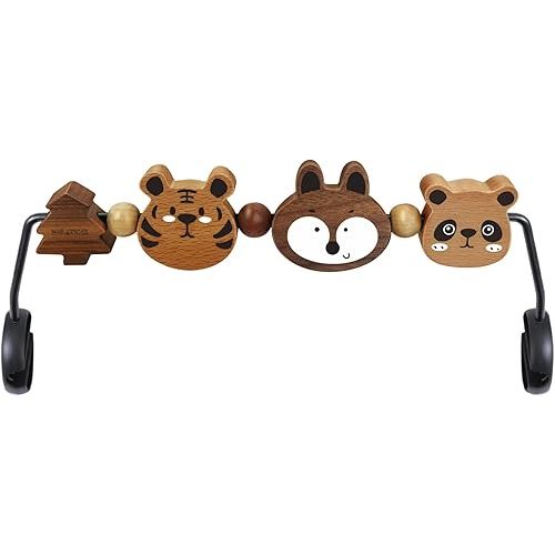 Baby Bjorn Bouncer Toy Bar - Toy Bar for Baby Bouncer Soft & Bliss, Easy to Attach and Remove, 360°Rotating Natural Wooden Toys, Exciting Design for Curious Babies, Safari Animals