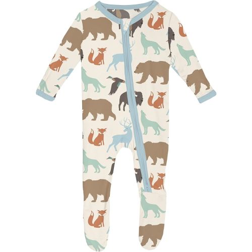 KicKee Footie with 2 Way Zipper in Celebration Prints, One-Piece Boy or Girl Baby Clothes