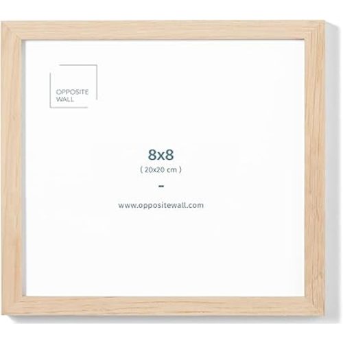 Opposite Wall - 8x8 in - Natural Solid Oak Wood Picture Frame - Lightweight, Versatile & Shatterproof - Wall Hanging Poster or Photo Frame - Wall Decor for Office, Gallery & Home