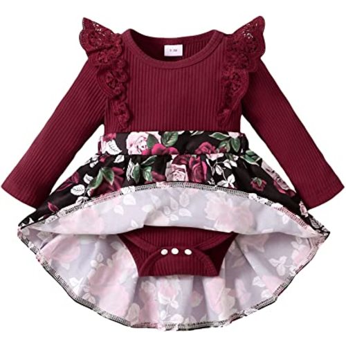 OPAWO Cute Green Dress Toddler Girls Ruffle Long Sleeve Dress for Girl Spring Holiday Baby Dress 1-5t