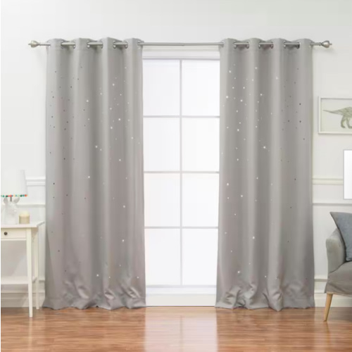 Dove Geometric Grommet Blackout Curtain - 52 in. W x 84 in. L (Set of 2)