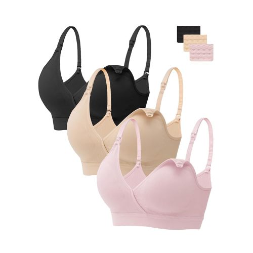 HBselect Nursing Bras for Breastfeeding, Seamless V Neck Maternity Bra Wireless Women Pregnancy Postpartum Bra Sleep Bralette