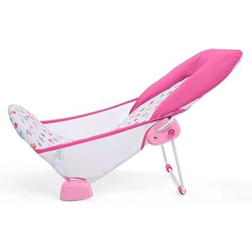 Bright Starts Disney Baby Minnie Mouse Foldaway 2-Position Baby Bath Seat, Adjustable Support for Sink or Bathtub, Ages 0-6 Months up to 20 Pounds, Machine-Washable Sling