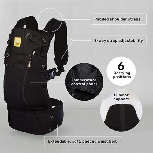 LÍLLÉbaby Complete All Seasons Ergonomic 6-in-1 Baby Carrier Newborn to Toddler - with Lumbar Support - for Children 7-45 Pounds - 360 Degree Baby Wearing - Inward & Outward Facing - Black