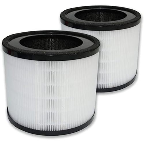 PUREBURG HS-1943 True HEPA Filters Compatible with Crane EE-5069 Air Purifier Replace Part HS-1943,2-Pack H13 3-Stage Filtration Activated Carbon 2-in-1