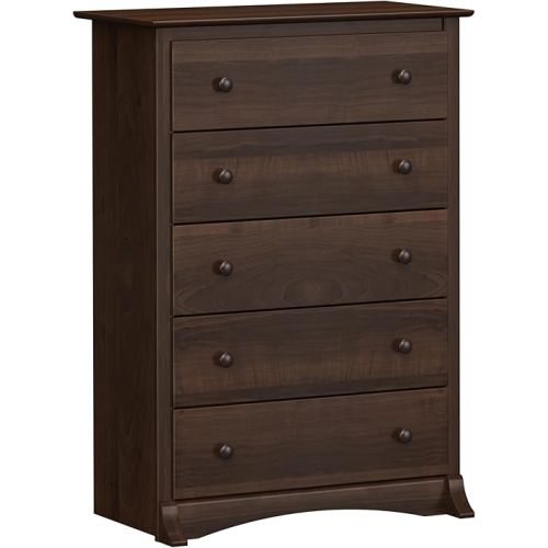 Prepac Sonoma Superior 5-Drawer Chest for Bedroom - Spacious and Stylish Chest of Drawers, Measuring 17.75"D x 31.5"W x 44.75"H, In Espresso Finish