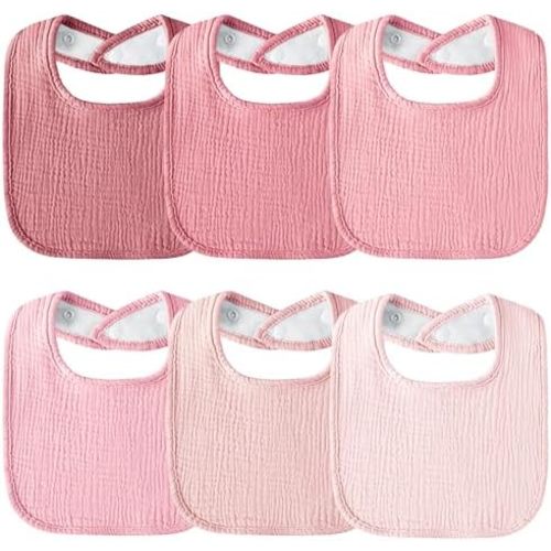 Muslin Baby Bibs 6-Pack Baby Drool Bandana Bibs for Baby Girls Boys Infant Newborn Toddler Drooling and Teething