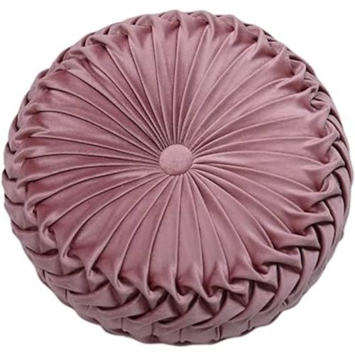round velvet pillow, sofa bed bedroom decorative throw pillow (38cm, dark pink)
