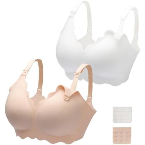 Nursing Bras for Breastfeeding,Pack of 2 Seamless Maternity Bras for Pregnancy Wireless Bralette Sleep Bra