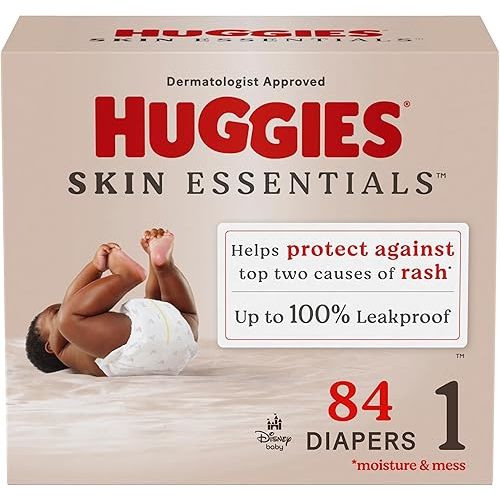 Huggies Size 1 Diapers, Skin Essentials Baby Diapers, Size 1 (8-14 lbs), 84 Count