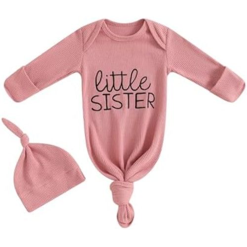 Newborn Boy Girl Coming Home Outfit Baby Infant Sleeper Gown Nightgown Outfits Cute Fall Winter Pajamas and Hat