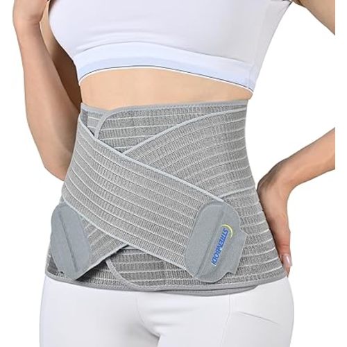 Abdominal Binder Post Surgery Postpartum Belly Band, C-section Belly Binder, Girdle for Postnatal, Adjustable Belly Wrap, Back Pain Relief (Polyester Made with Charcoal Fiber)