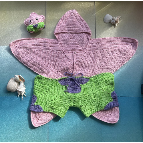 Crochet Pink Starfish with Shorts Baby Outfit