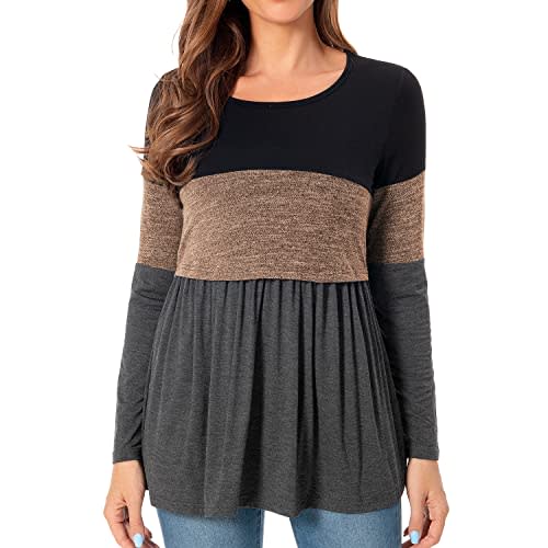 Bearsland Women’s Nursing Top Long Sleeve Scoop Neck Nursing Shirt Breastfeeding Shirt Pregnancy Clothes