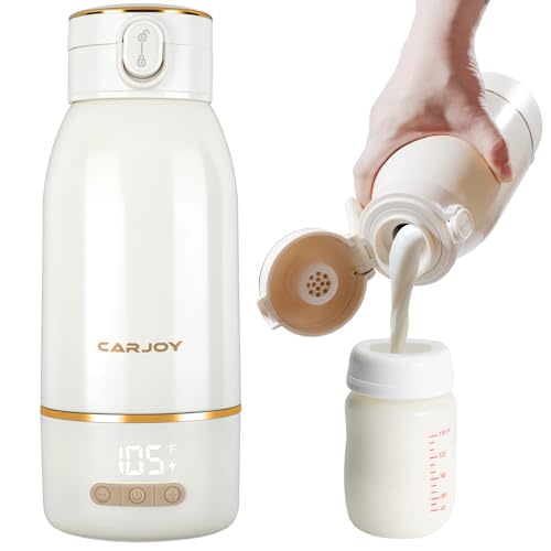 Portable Bottle Warmer, 17oz Big Capacity Travel Warmer for Baby, Fast Heating Milk Warmer for Baby with 2Hours Super Fast Charging,149 Pasteurization Function Portable Bottle Warmer