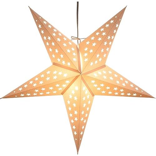 White Serenity Paper Star Lantern with 12 Foot Power Cord Included