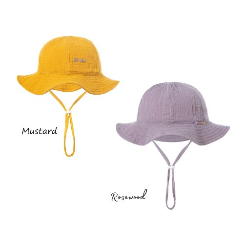 Baby Sun Hat: Cotton Wide Brim Beach Hat with Adjustable Strap (0-24 Months)