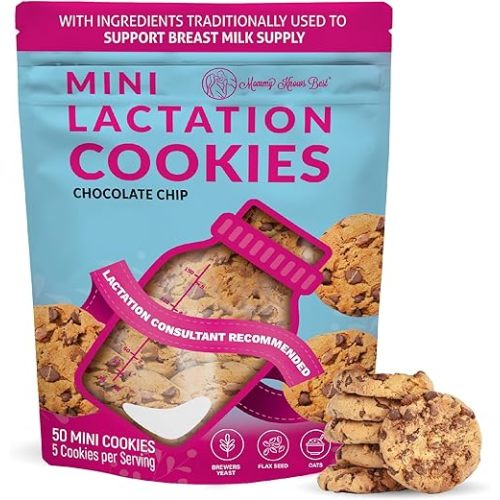 Lactation Cookies Breastfeeding Supplement - Chocolate Chip - Support Mothers Breast Milk Supply Increase - with Brewers Yeast Powder, Oat Flour, and Flax for Lactation - Fenugreek Free - 1.25 LBS