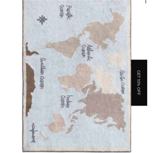 WASHABLE AREA RUG VINTAGE MAP