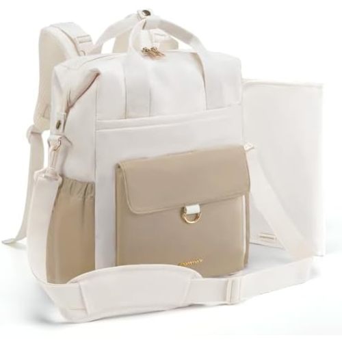 mommore Diaper Bag Backpack, Large Baby Bag for Girl Boy Convertible Diaper Bag Tote with Changing Pad, Insulated Pockets, Stroller Buckles, Travel Diaper Bag with Removable Shoulder Strap