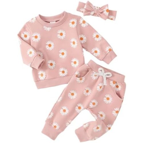 Yvowming Toddler Baby Boy Girl Clothes Long Sleeve Sweatshirt Pullover Tops + Joggers Pants Outfit Set
