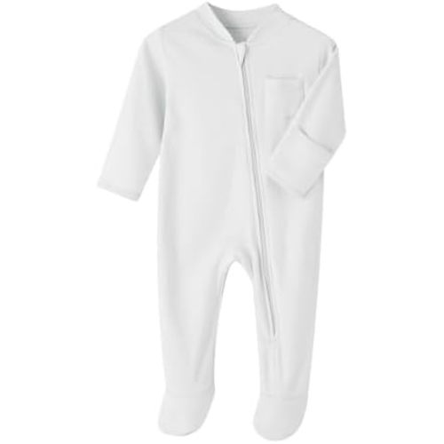 New Born Romper, Baby Bodysuit Jumpsuit, 100% Cotton Long Sleeve with Mitten Cuff and Footies for 0-12 Months