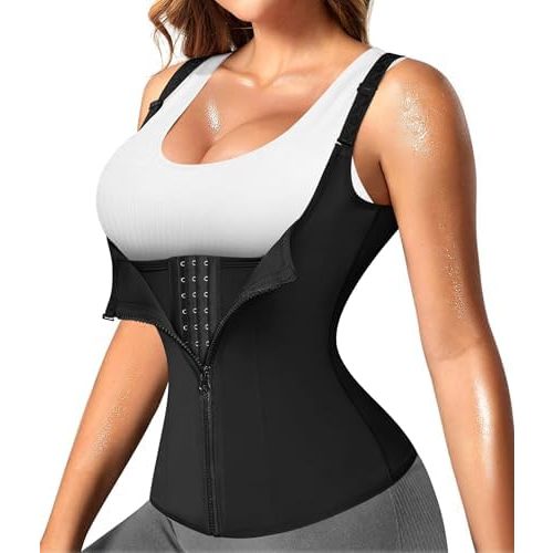 Nebility Waist Trainer for Women Corset Shapewear with Zipper Women's Waist Cincher Tank Top with Adjustable Straps