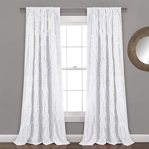 Lush Decor Avon Window Curtain Sydney Throw Blanket, 54"W x 108"L, White