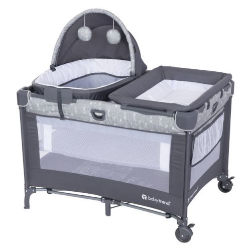 Baby Trend Nursery Den Playard with Snooze Pod and Flip Over Changer - Hidden Jungle Trio