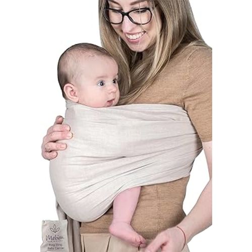 Baby Sling and Ring Sling 100% Cotton Muslin Infant Carrier, Ring Sling Baby Carrier Front and Chest Newborn Carrier Baby Carrier Wrap, Toddler Carrier (Beige)