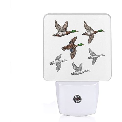 Led Night Light, Premium Duck Mallard Wild Bird Night Lights Plug Into Wall Nightlights With Light Sensors Smart Dusk To Dawn Sensor Flat Night Lamp For Bedroom Bathroom Living Room Hallway Kids Room