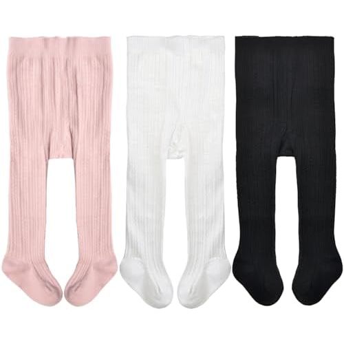 EPEIUS Baby Girls Tights Cable Knit Leggings Stockings Cotton Pantyhose for Newborn Infants Toddlers 3/6 Pack