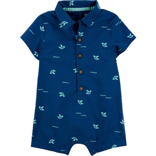 Carter's Child of Mine Baby Boy Romper, Cotton, Turtle Print, Sizes 0/3-24 Months