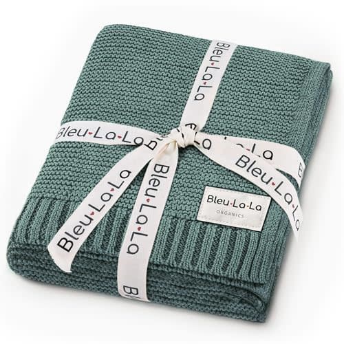 Bleu La La 100% Organic Cotton Baby Swaddle Blanket for Boys and Girls - Soft Warm Cozy Unisex Receiving Cuddle Crib Blanket for Newborns, Infants & Toddlers (Hunter Green, 0-2 Years)