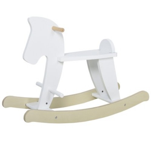 Qaba Wooden Rocking Horse Toddler Baby Ride-on Toys for Kids 1-3 Years with Classic Design & Solid Workmanship, White, Color: White