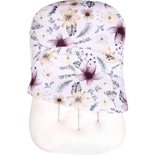 Baby Lounger Cover for Boys and Girls Removable Cover Ultra Soft Comfortable Lounger Slipcover for Newborn Lounger Pillow, Vintage Watercolor Flowers