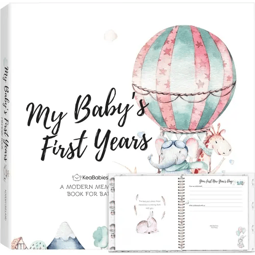 First 5 Years Baby Memory Book Girl, Boy - 90 Pages Hardcover First Year Baby Book Keepsake, Baby Milestone Book for New Parents, Baby Scrapbook, Baby Album and Memory Book Journal (Adventureland)