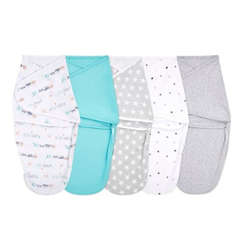 aden + anais® essentials 5-Pack Starlit Easy Wrap Swaddle Wraps in Green