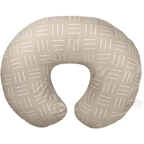 Boppy Organic Original Nursing Pillow, Sand Criss Cross, Ergonomic Nursing Essentials for Bottle and Breastfeeding, Firm Hypoallergenic Fiber Fill with 100% Organic Cotton Pillow Cover