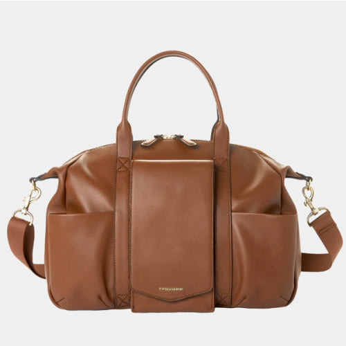 Peek-A-Boo Vegan Leather Diaper Bag Satchel 2.0 in Toffee