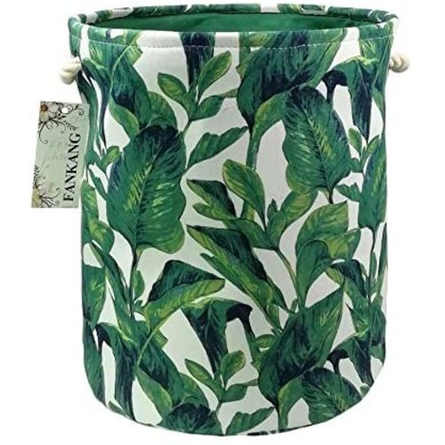 FANKANG Storage Baskets,Collapsible Convenient Nursery Hamper/Laundry Bin/Toy Collection Organizer for Kid's Room(Green leaves)