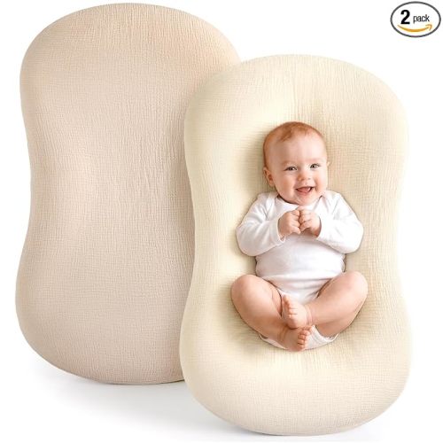 Termichy Baby Lounger Cover Muslin: Soft Cotton Slipcover for Snuggle Me Lounger - Removable & Machine Washable for Daily Use - Zipper-Free & Skin-Friendly for Newborn Girls and Boys
