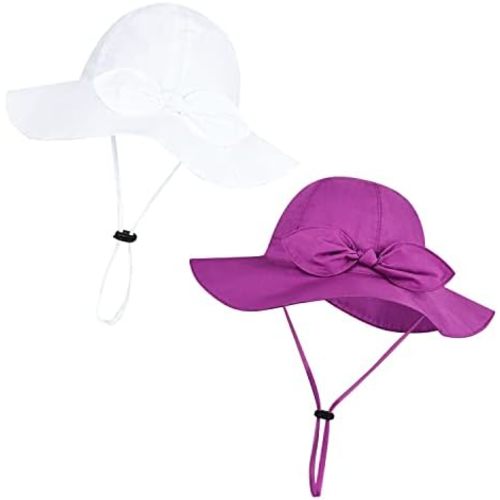 Baby Girl Sun Hat with UPF 50+ Outdoor Adjustable Beach Hat with Wide Brim Bucket Hats