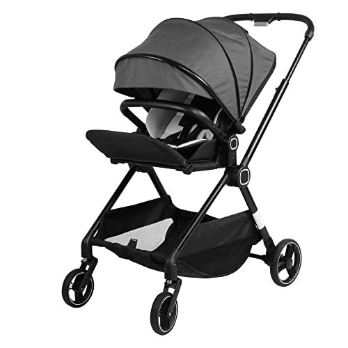 Baby Stroller Removable Seat Two-Way Jogger with Sleep Mode,Adjustable Push Rod Grey Stroller
