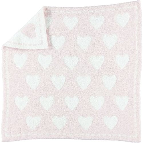 Barefoot Dreams Cozychic Dream Receiving Blanket - Pink / White / Hearts