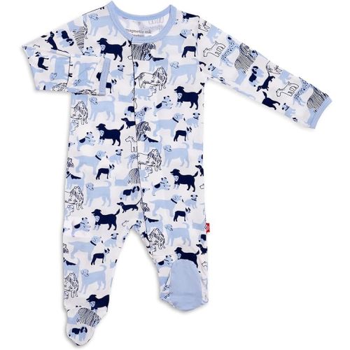 Magnetic Me Footie Pajamas Soft Modal Baby Sleepwear with Quick Magnetic Fastener | Boys and Girls Sleeper Preemie-24 Months - 0-3 Months - Pup Parade
