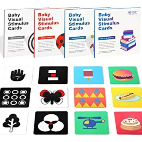 TONZE Flash Cards Newborn Toys, Tummy Time Toys High Contrast Baby Toys 0-6 Months Black White Cards Montessori Toys for Babies 0-6 months Visual Stimulation Cards Brain Development 0-3-6-12-36 Months