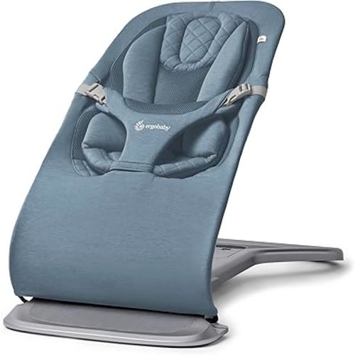 Ergobaby Evolve 3-in-1 Bouncer, Adjustable Multi Position Baby Bouncer Seat, Fits Newborn to Toddler, Oxford Blue