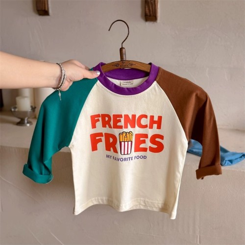 Boy Cartoon Long-sleeved Base Layer Casual Contrast T-Shirt